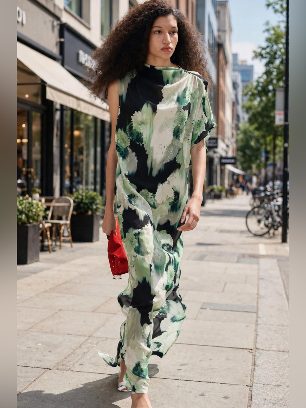 Rodebjer Alana Gown Elegant Green Watercolor Maxi Dress Sz XL